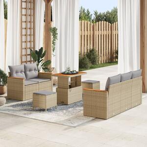 Kerti Kanapé Szett 10 pcs Beige és Világosszürke polirattan
