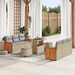 Kerti Kanapé Szett párnával 9 pcs Beige és Világosszürke