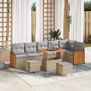 Kerti Kanapé Szett párnával 9 pcs Beige és Világosszürke