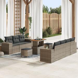 Kerti Kanapé Szett párnával tárolóval 10 pcs Szürke Poly Rattan
