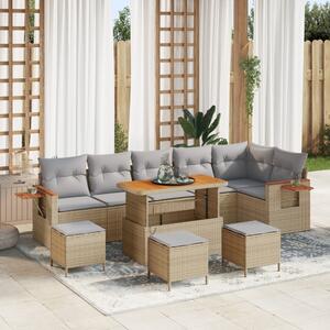 Kerti Kanapé Szett 12 pcs Beige és Világosszürke polirattan