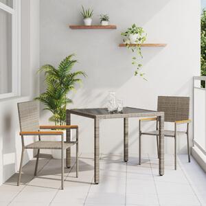 Kert étkező szett 3 pcs Szürke polirattan