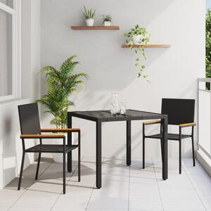 Kert étkező szett 3 pcs Fekete polirattan