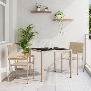 Kert étkező szett 3 pcs Bézs polirattan