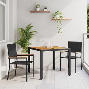 Kert étkező szett 3 pcs Fekete polirattan