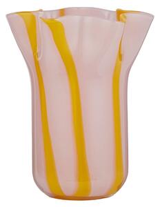 SORBET üveg váza 23cm rózsaszín/sárga