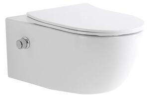 HD Zoe White perem nélküli mély öblítésű íves fali WC tető nélkül, integrált bidé funkcióval