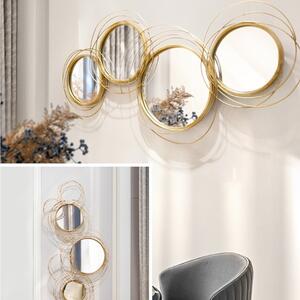 Fali dekoráció, tükör és fém, 110x52 cm - Arany