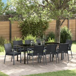 Kert étkező szett 9 pcs Fekete és Szürke PE Rattan