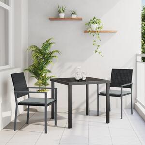 Kert étkező szett 3 pcs Fekete és Világosszürke PE Rattan