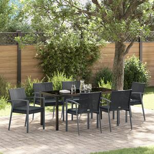 Kert étkező szett 7 pcs Fekete és Szürke PE Rattan
