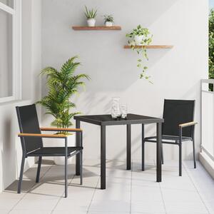 Kert étkező szett 3 pcs Fekete Porfestett acél