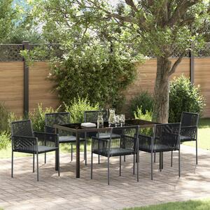 Kert étkező szett 7 pcs Fekete PE Rattan