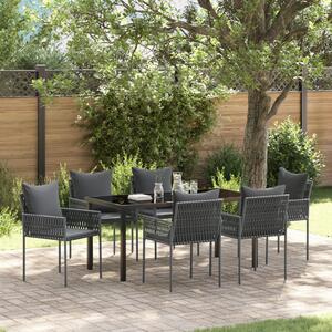 Kert étkező szett 7 pcs Fekete és Szürke PE Rattan