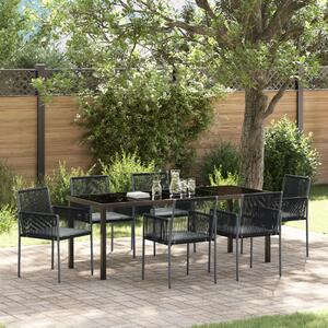 Kert étkező szett 7 pcs Fekete PE Rattan