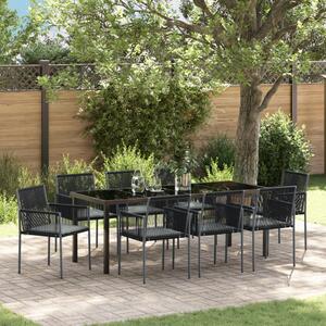 Kert étkező szett 9 pcs Fekete PE Rattan