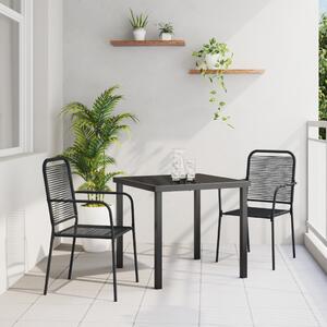 Kert étkező szett 3 pcs Fekete Porszórt acél