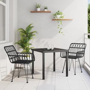 Kert étkező szett 3 pcs Fekete Porszórt acél