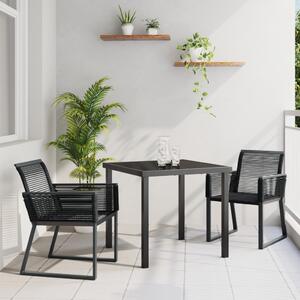 Kert étkező szett 3 pcs Fekete Porszórt acél