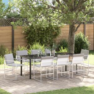 Kert étkező szett 9 pcs Fehér 200 x 80 x 73 cm Textilén és acél