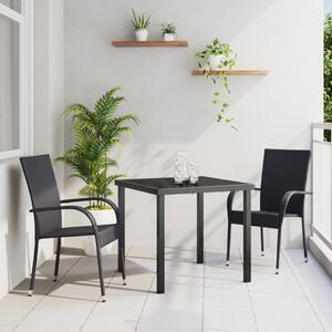 Kert étkező szett 3 pcs Fekete Porszórt acél