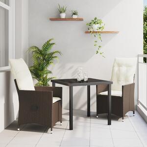 Kert étkező szett párnával 3 pcs Barna polirattan