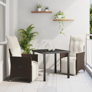 Kert étkező szett párnával 3 pcs Barna polirattan