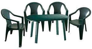 Franca 4 személyes kerti bútor szett, zöld asztallal, 4 db zöld székkel