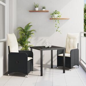 Kert étkező szett 3 pcs Fekete polirattan