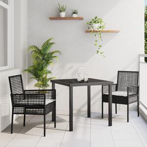 Kert étkező szett párnával 3 pcs Fekete polirattan