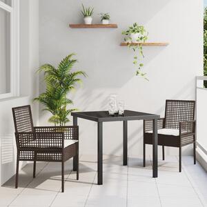 Kert étkező szett párnával 3 pcs Barna polirattan