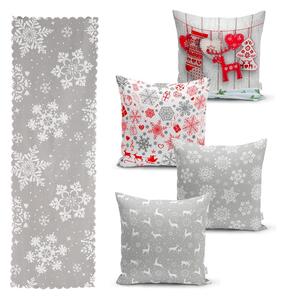 Snowflakes 4 db karácsonyi párnahuzat és asztali futó szett - Minimalist Cushion Covers