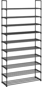 SONGMICS cipőtartó állvány 30 × 94 × 206 cm, fekete színben