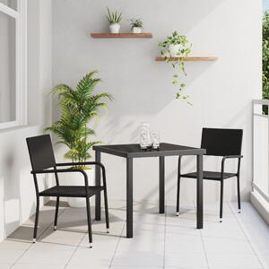 Kert étkező szett párnával 3 pcs Fekete polirattan