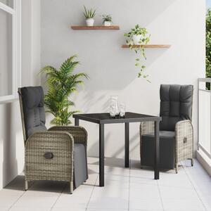 Kert étkező szett párnával 3 pcs Szürke polirattan