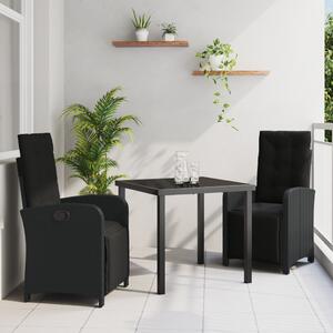 Kert étkező szett párnával 3 pcs Fekete polirattan