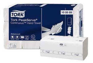 Kéztörlő, hajtogatott, H5 rendszer, 1 rétegű, Advanced, TORK PeakServe, fehér-szürke nyomat (KHH889)