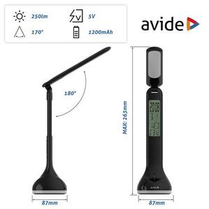 Asztali lámpa, LED, 4W, AVIDE Calendar, fekete (AVALRGBB)