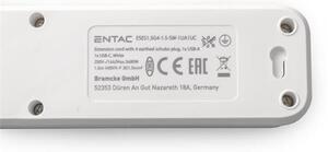 Elosztósor, 4 aljzat, 1,5 m, USB, kapcsolóval, ENTAC, fehér (ENTEL4K2U)