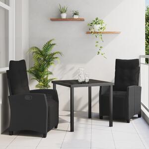 Kert étkező szett párnával 3 pcs Fekete polirattan