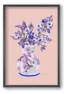 Apple Blossom In Vase- coral - falikép keretben | artbridge