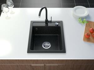 Start Don gránit mosogató automata dugóemelő, szifonnal, fekete-szemcsés, beépíthető