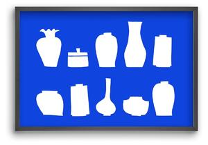 Vases line (blue) - falikép keretben | artbridge