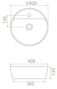 CeraStyle - Top Counter pultra ültethető porcelán mosdó - ONE - O- csaplyukas - Ø 42 cm