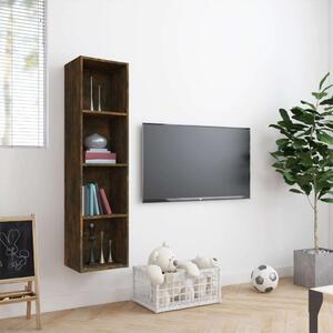 Füstös tölgy színű szerelt fa könyv-/tv-szekrény 143x30x36 cm