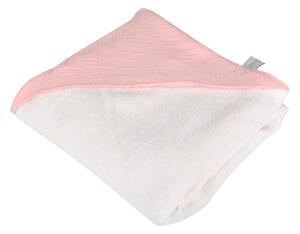 Rózsaszín muszlin kapucnis gyerek törölköző 75x75 cm – Bébé Douceur