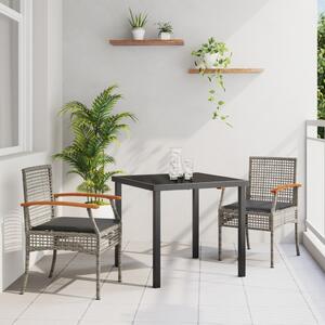 Kert étkező szett párnával 3 pcs Szürke és fekete Rattan
