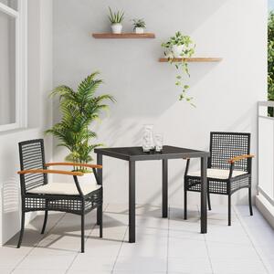 Kert étkező szett párnával 3 pcs Fekete Rattan
