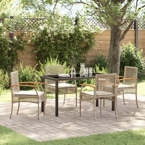 Kert étkező szett párnával 5 pcs Beige és fekete Rattan