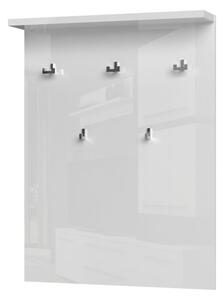 Előszoba panel, 4 akasztóval, 76 cm, magasfényű fehér - BRILLANCE